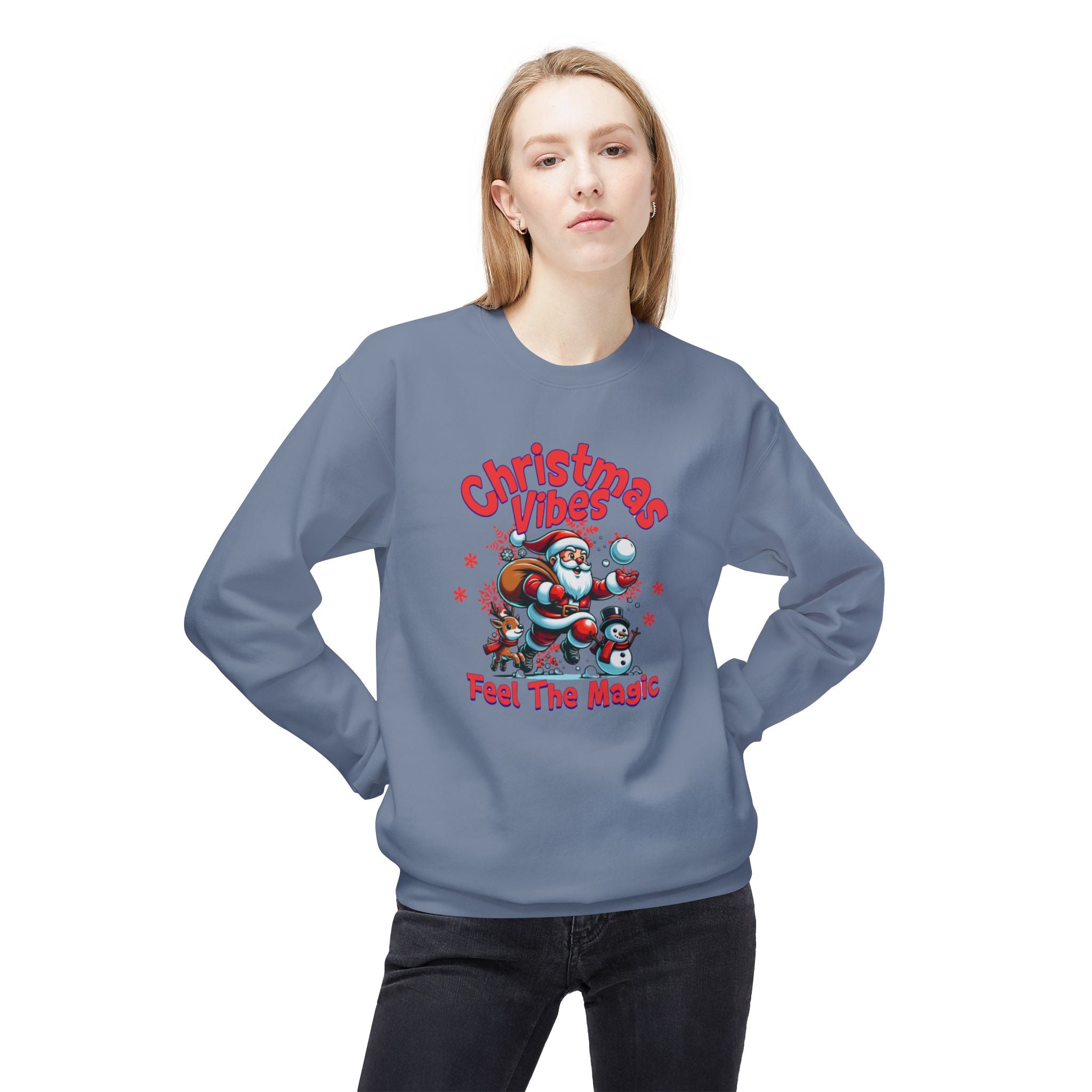 Christmas Crewneck Sweatshirt - Santa, Reindeer, Snowman Design