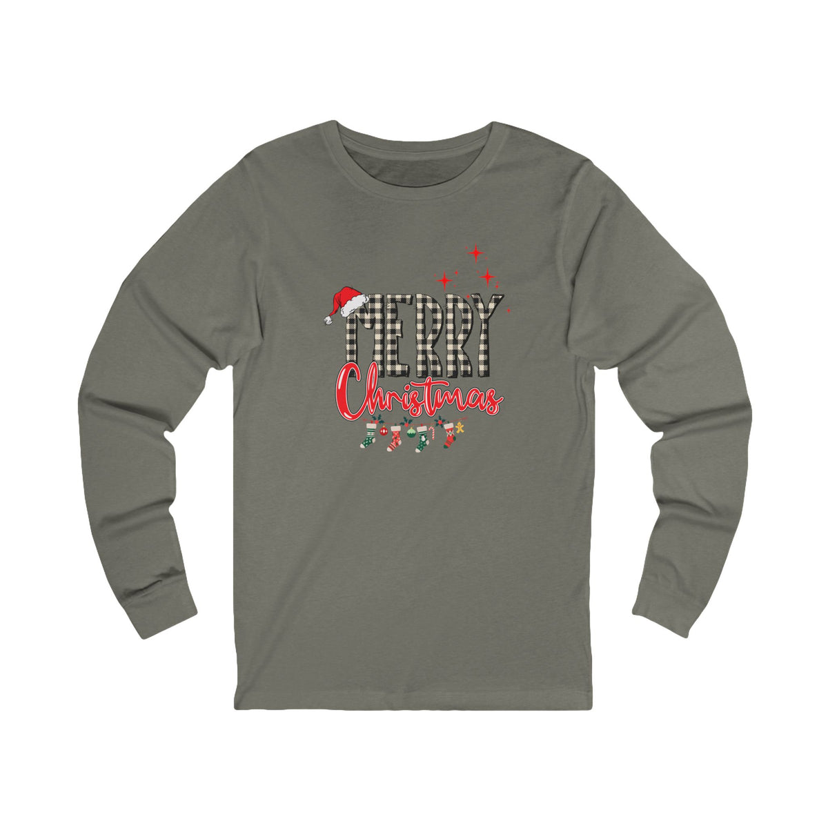 Merry Christmas Long Sleeve Tee| Christmas Stockings| Star shirt