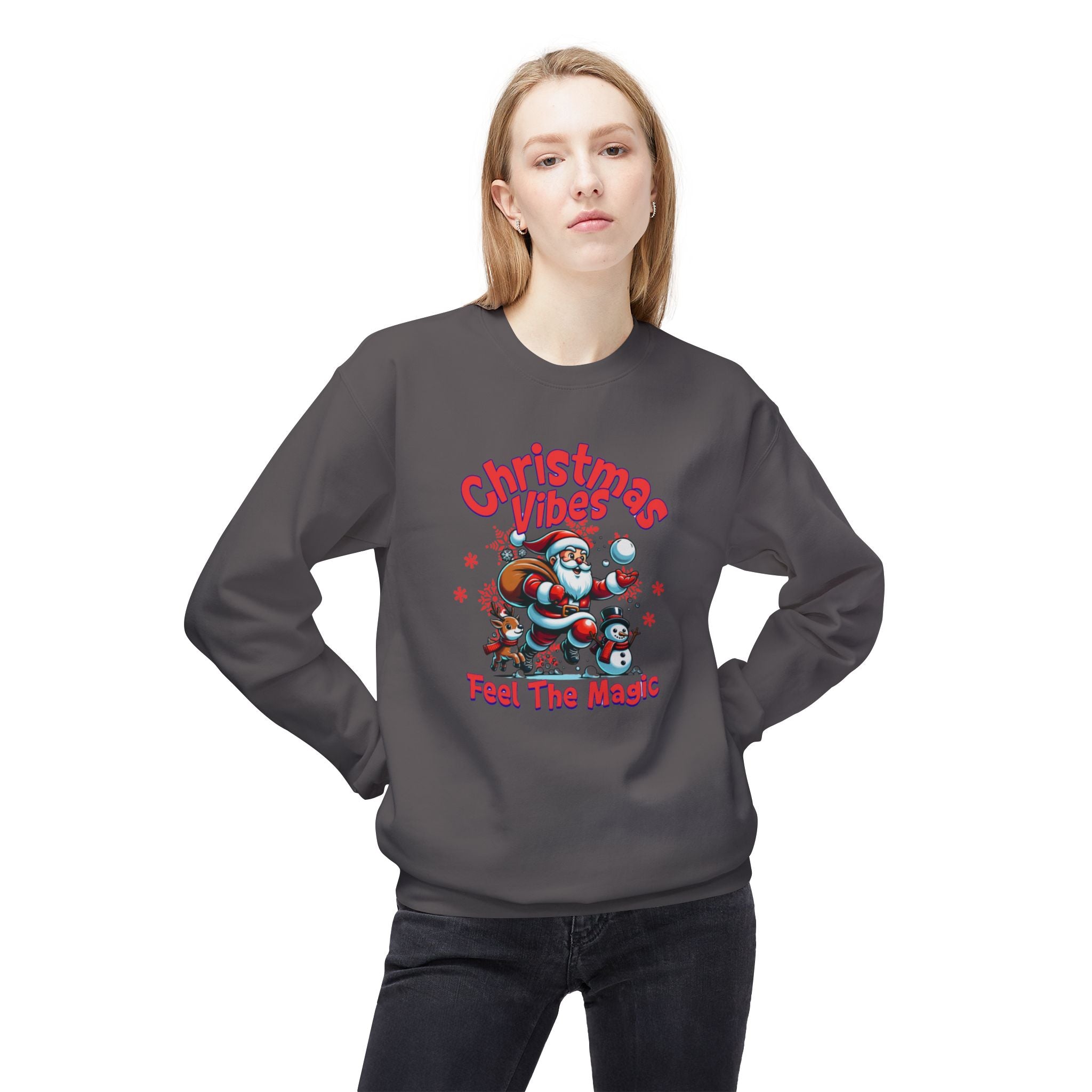 Christmas Crewneck Sweatshirt - Santa, Reindeer, Snowman Design