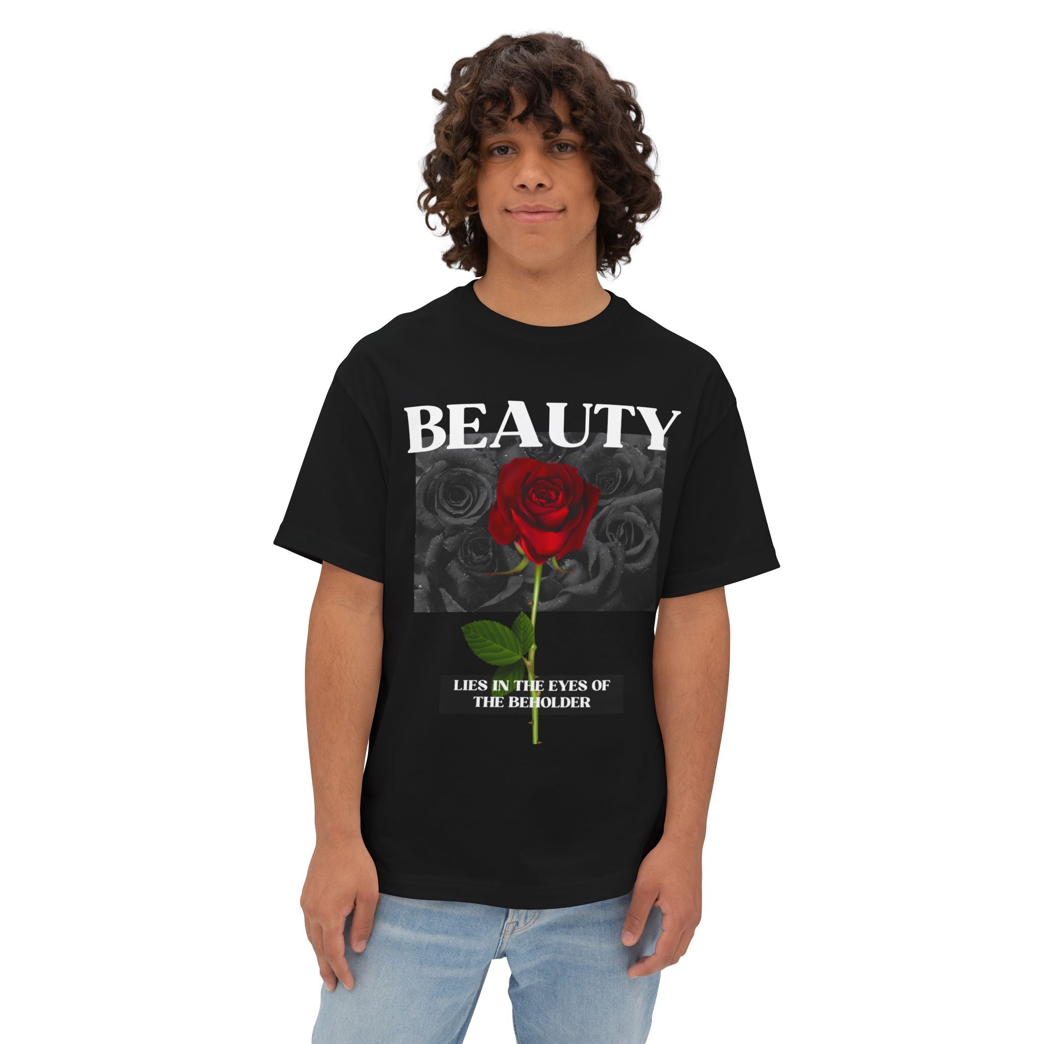 Oversized Tee | Streetwear Rose Beauty Lies Affirmation Shirt