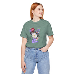 Floral Cursive Tee – Life Bloom, Live Full – Women's Fashion