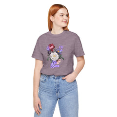 Floral Cursive Tee – Life Bloom, Live Full – Women's Fashion